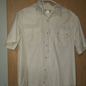 Haband Cream Short-Sleeve Western Button-Down Shirt